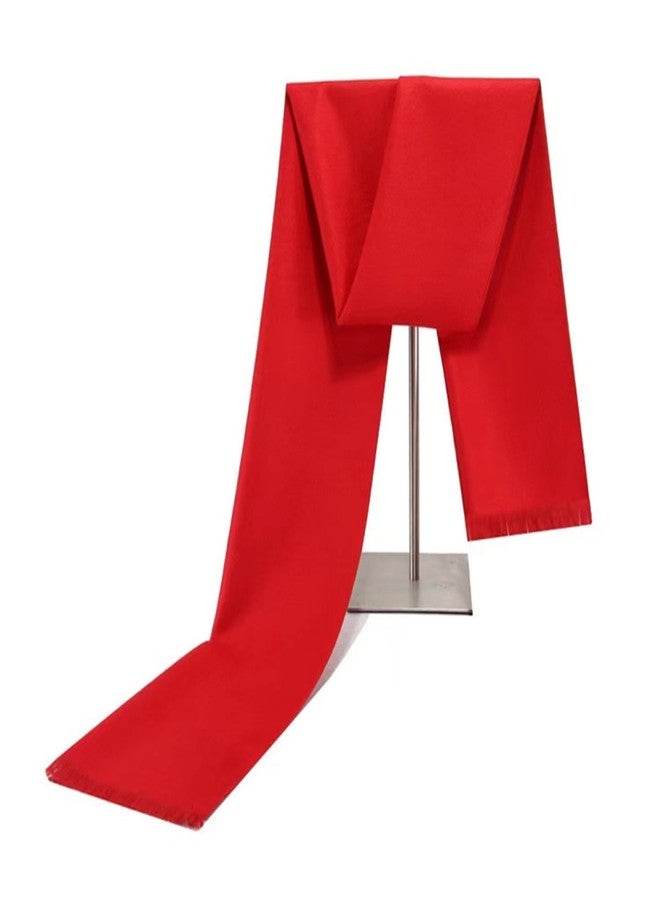 EIysee Men Winter Scarf Soft Warm Long Cashmere Feel Scarves Unisex Plain Solid Color Winter Scarf (Pure Red) - Image 2